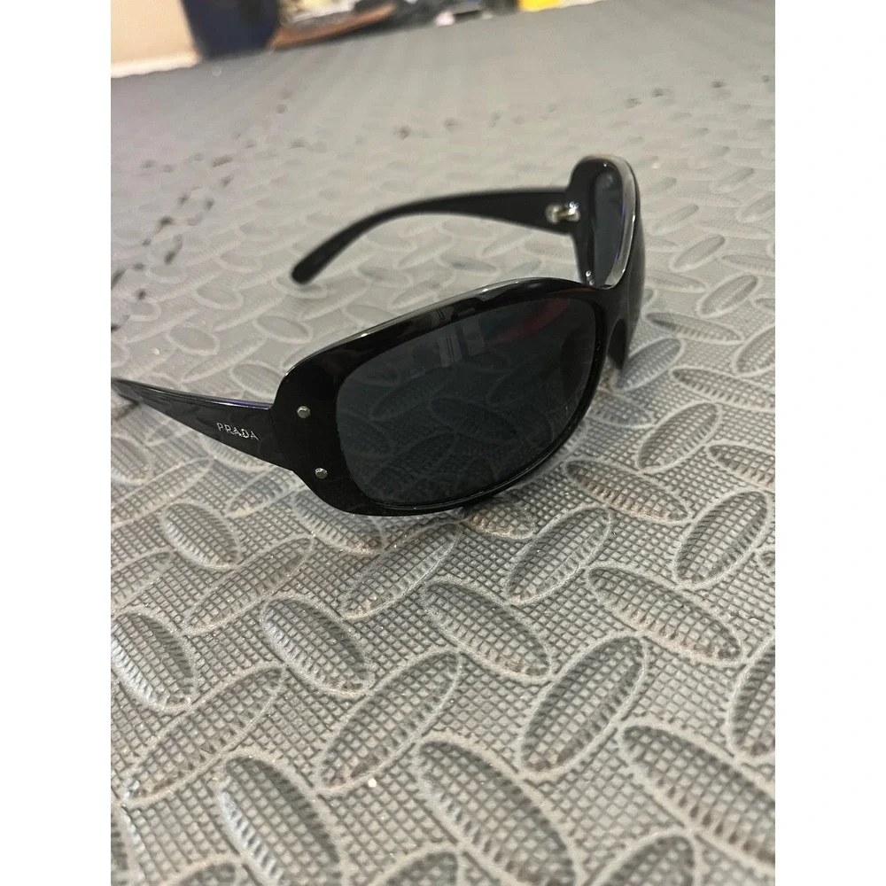 Prada Sunglasses Women 70-13-115 Black SPR04F 70013 1AB-1A1 Wrap Oval Italy